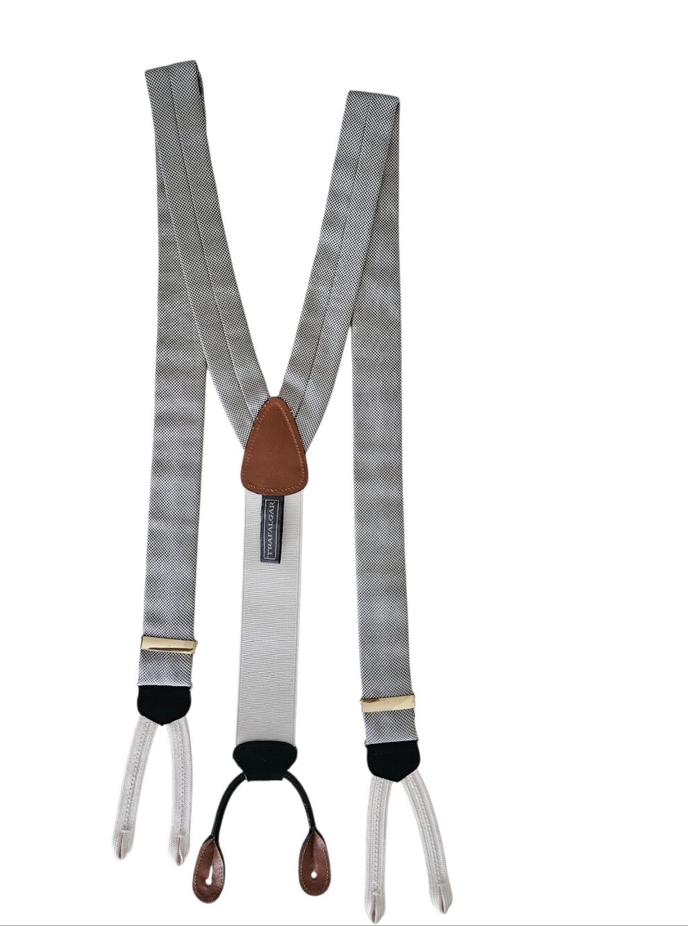 Trafalgar Birdseye Woven Silk Button End Y-Back Suspenders